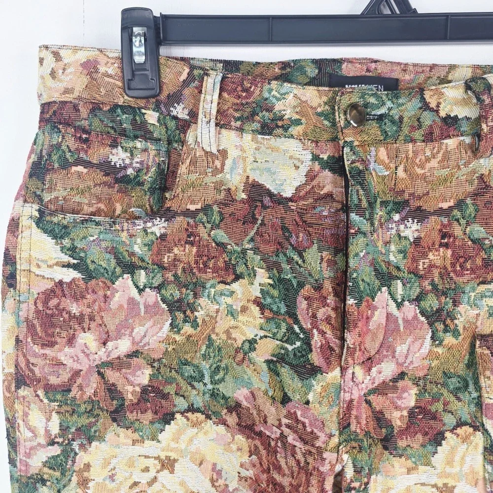 Fashion‎ Nova Men's 34X35 Denim Floral Flared Tapestry Cargo Pockets Lined Pants